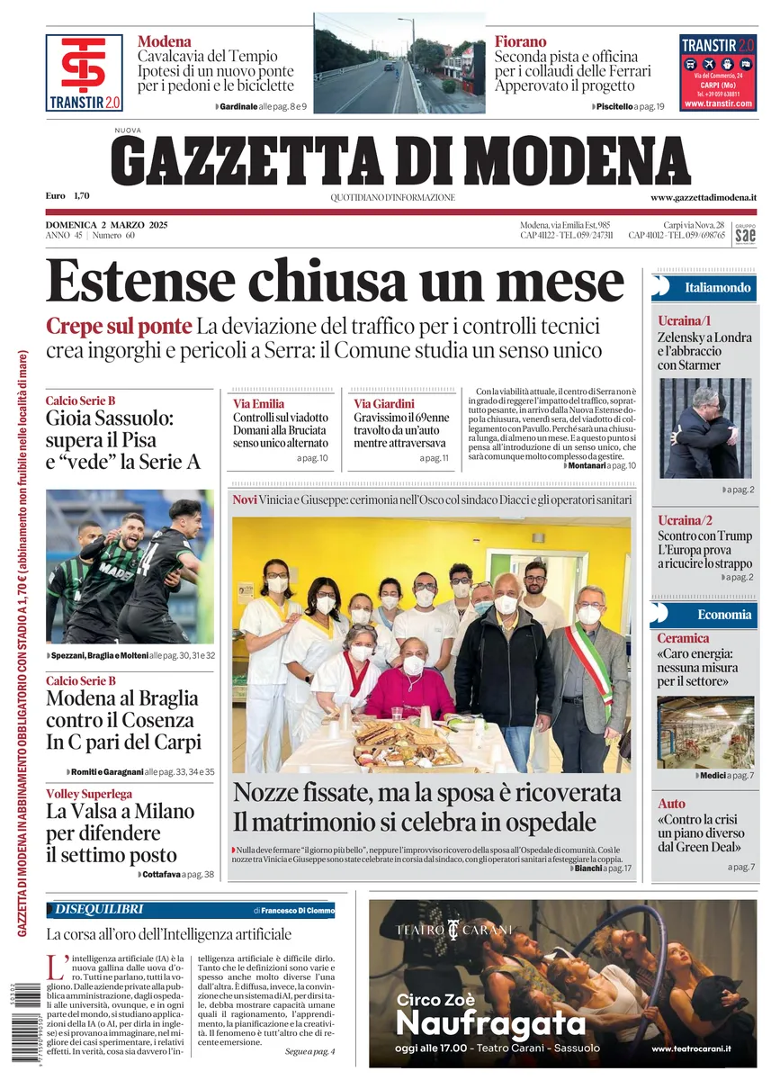 Prima-pagina-gazzetta di modena-oggi-edizione-del-2025-03-02